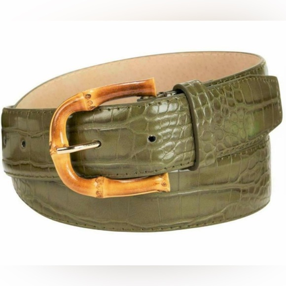 Steve Madden Womens Embossed Faux Leather Casual Belt Green - Picture 1 of 5